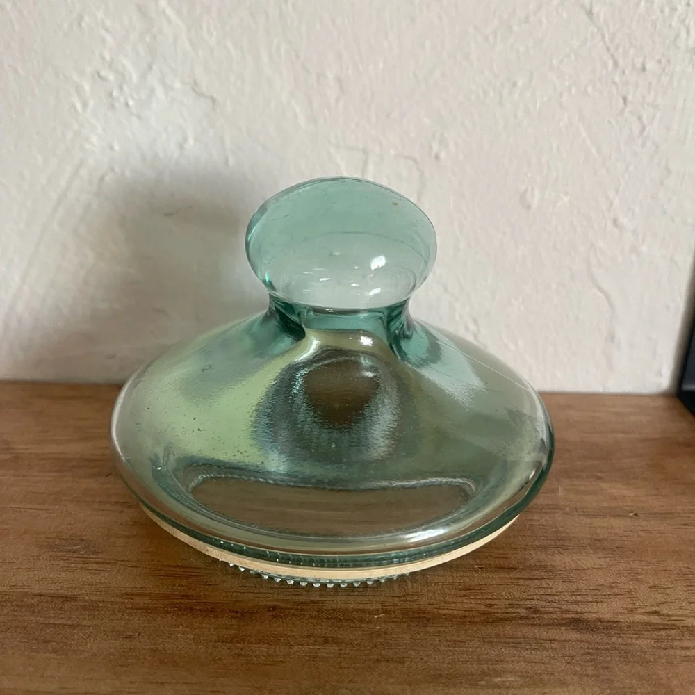 Vintage Italian SV Green Glass Apothecary Jar SVE Made In Italy